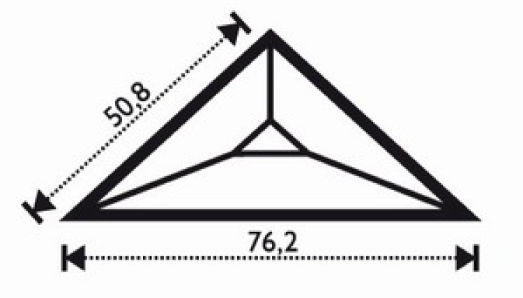 Bevel, Dreieck 2x2x3", Bemaßungs-Skizze