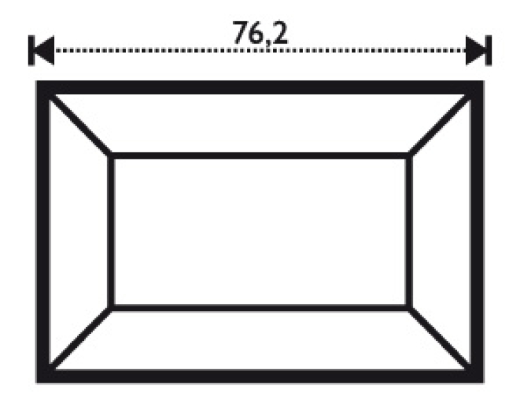 Glasbevel 2x3" Skizze für Abmessungen