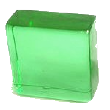 Glasdalle, massiver Glasstein, hellgrün, ca. 9x9cm, Dicke ca. 3,5-4cm