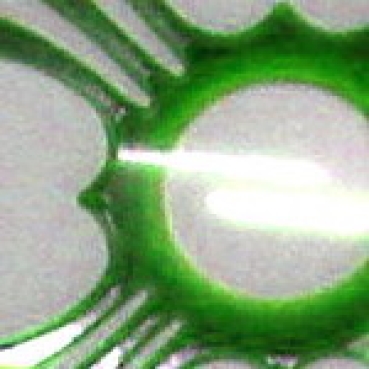 Friesecke "Lilien-Replik" grünes Überfangglas, Eckscheiben, 9cm Festmaß
