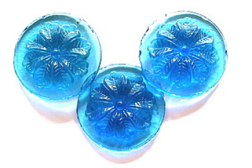 Glasstein 37mm Blüte 8-Blatt blautürkis