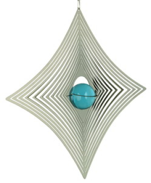 Windspiel DIAMANT mit türkiser Glaskugel - ca. 20cm