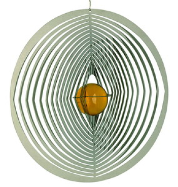 Windspiel RUND mit gelber Glaskugel - ca. 20cm