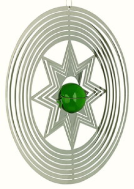 Windspiel STERNSTRAHL mit grüner Glaskugel - ca. 20cm