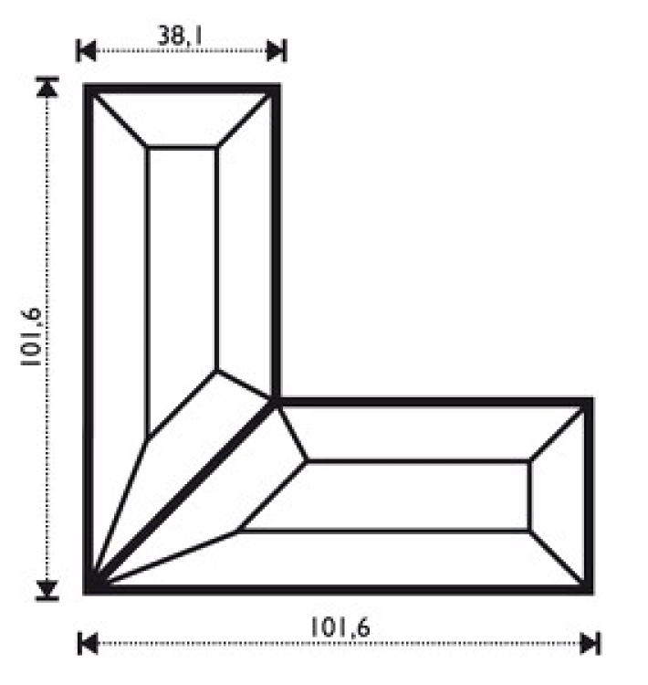 Eck-Bevelsatz 1,5" - Abmessungen