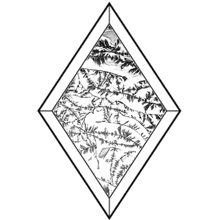 Eisblumen-Bevel, Raute, 6x9"