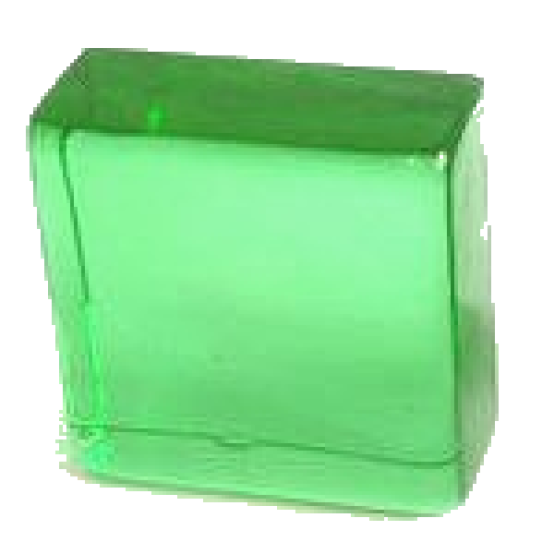 Glasdalle, massiver Glasstein, hellgrün, ca. 9x9cm, Dicke ca. 3,5-4cm