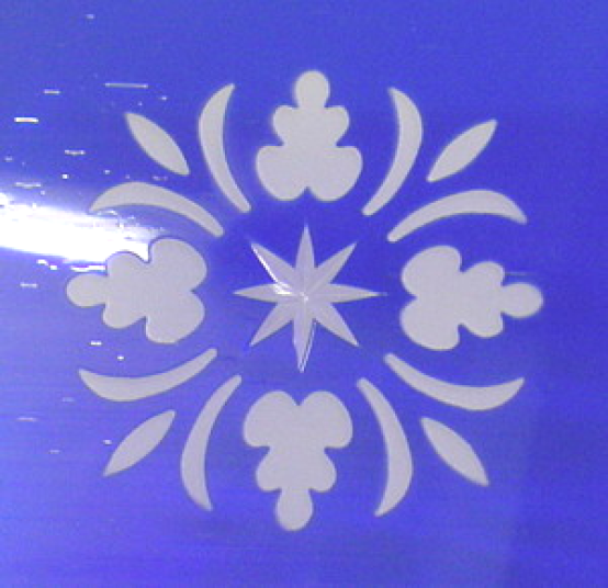 Friesecke "Eichen-Replik" blaues Überfangglas, Eckscheiben, 9cm Festmaß