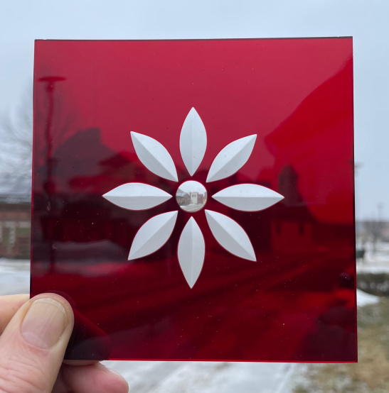 Friesecke "Stern-Blume" rot  -  9,5-12cm