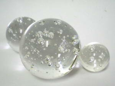 Glaskugel 50mm klar mit lUFTBLASEN und Bodenschliff