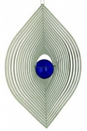 Windspiel KATZENAUGE mit blauer Glaskugel - ca. 20cm