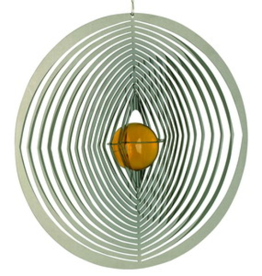 Windspiel RUND mit gelber Glaskugel - ca. 20cm
