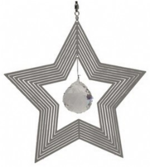 Windspiel STERN mit facettiertem Glaskristall - ca. 20cm